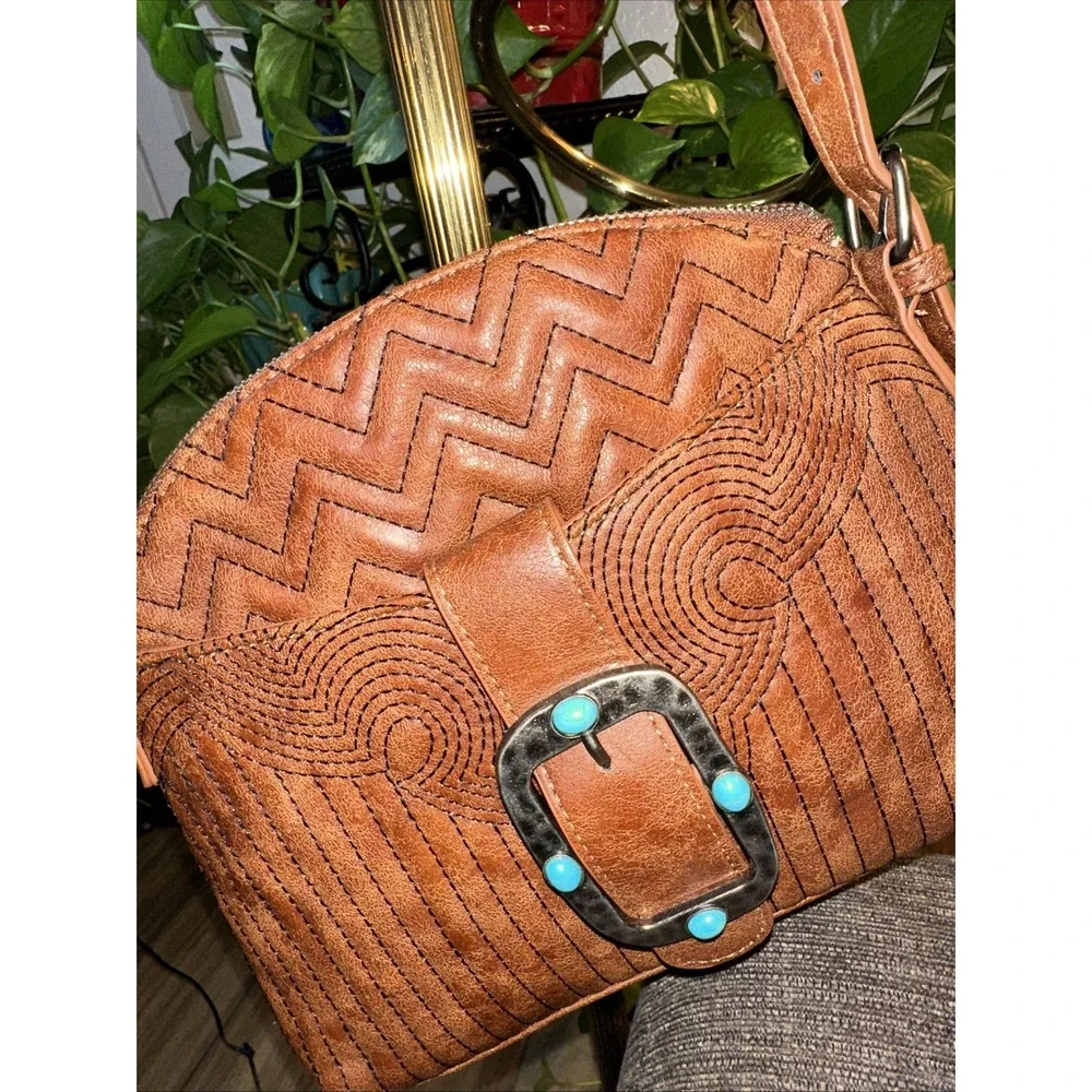 Catchfly Studio Crossbody Shoulder Bag Southwest quilted look on the front